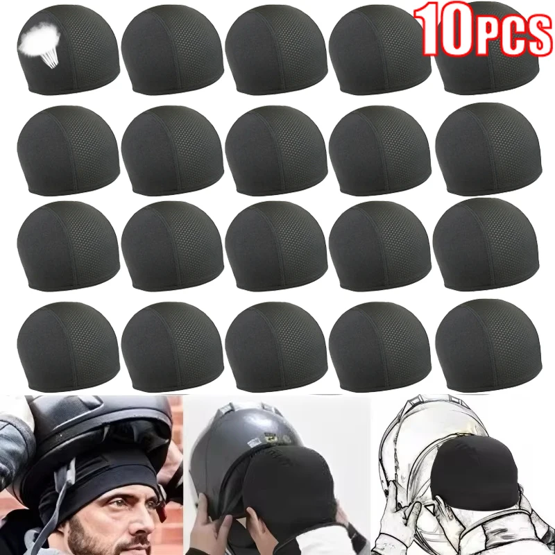 

1-10pcs Motorcycle Cycling Cap Quick Dry Breathable Moisture Wicking Helmet Beanie Inner Lined Dome Sport Cap Motor Accessories