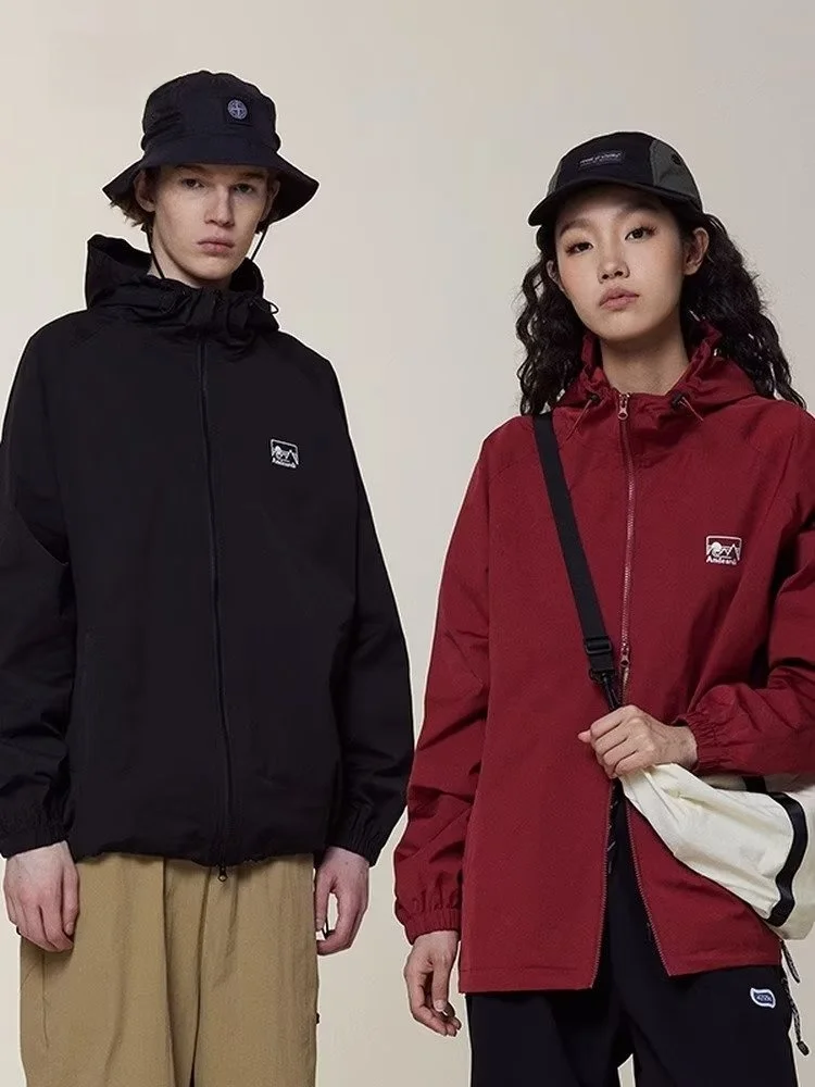 

American Sle Hooded Jaet Men's Trendy Haome Autumn Coat High Street Hip Hop Faionable Long Sve Stand Fit Jaet