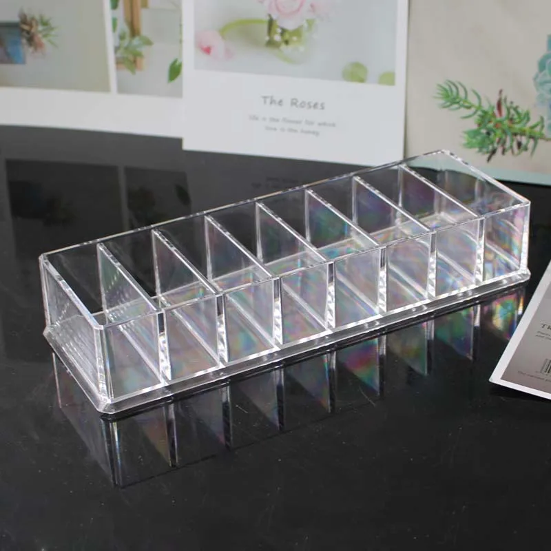 8cells Transparent Acrylic Organizer Desktop Jewelry Lipstick Holder Large Capacity Cosmetic Storage Box Bedrooms Display Case