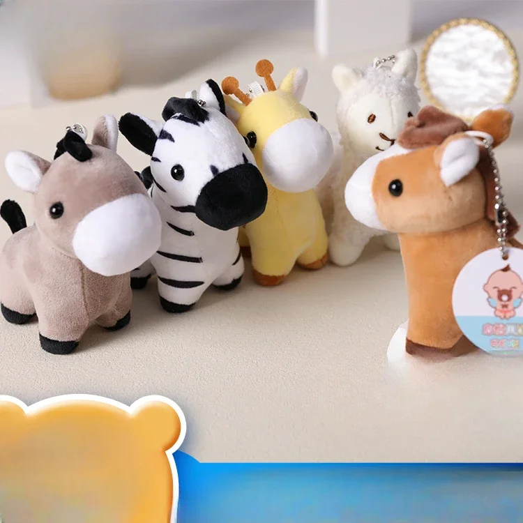 Stuffed Animals Plush Cartoon Alpaca Doll Plush Toys Giraffe Zebra Backpack Pendant Kawaii Exquisite Brithday Gift for Friend