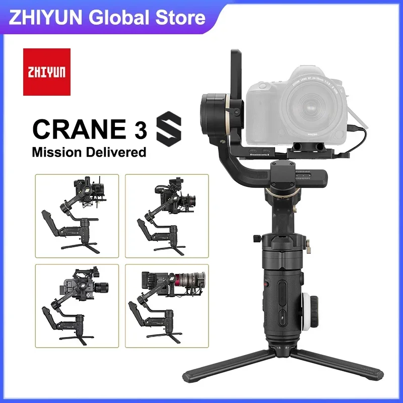 Zhiyun CRANE 3S مثبت كاميرا Gimbal محمول 3 محاور يدعم 6.5 كجم كاميرا فيديو DSLR لكاميرات الفيديو Nikon Canon