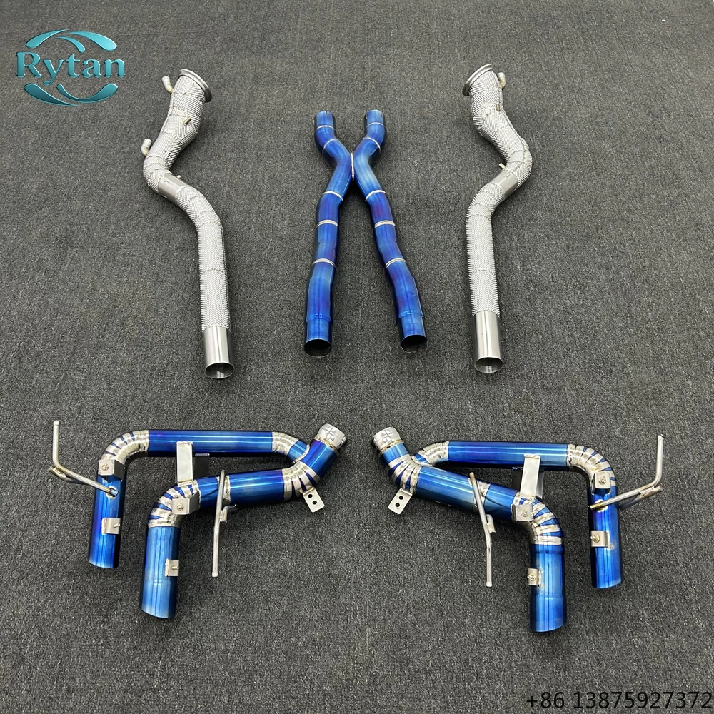 

Rytan Exhaust Pipe Exhaust Valved Titanium Blue Valvetronic Exhaust System Catback for 812 F12 With Downpipe