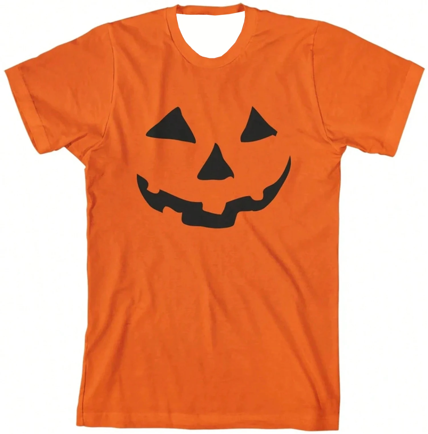 Halloween Damen T-Shirt mit Rundhalsausschnitt und kurzen Ärmeln, Kürbisgesichts-Grafikdruck, lockeres, lustiges Partykostüm, trendiges, lässiges Alltags-Oberteil – Detail 3