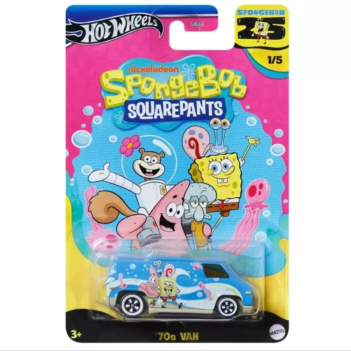 Original Hot Wheels Car SpongeBob SquarePants Toy for Boy 1/64 Diecast 70s Van Pony-up Quick D-livery Second Wind Straight Gift