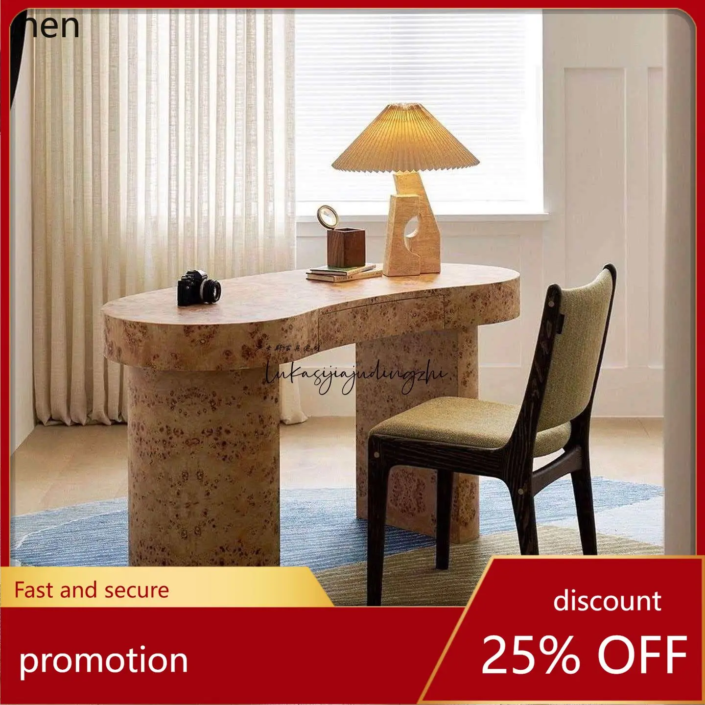 

ZML Solid Wood Desk Vintage Style Home Living Room Bedroom Writing Desk