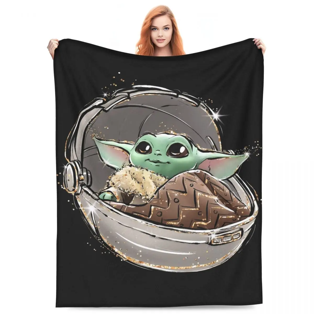 Baby Yoda Drawing Blanket Quality Warm Throw Blanket Winter Airplane Travel Couch Bed Novelty Bedspread