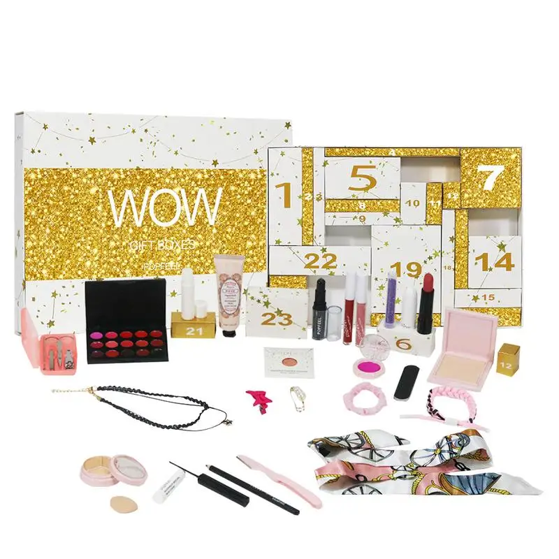 24 Days Beauty Advent Calendar Makeup Set 24pcs Christmas Countdown Calendar Make up Calendar Lipstick Eye Shadow Cosmetic