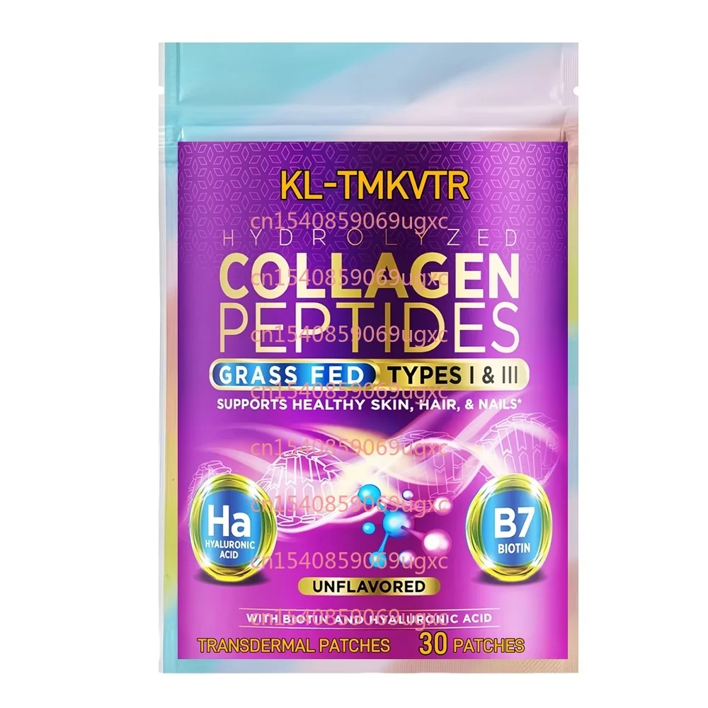 30 cerotti Peptidi al collagene Cerotti transdermici con acido ialuronico e biotina - Supporto per capelli, unghie, pelle, ossa da donna