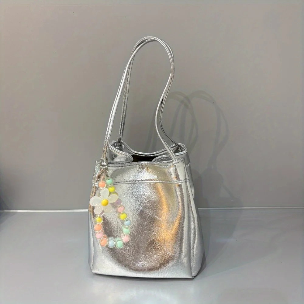 

Сумка-ведро с зеркальной текстурой, мини-чехол для телефона, стильная многофункциональная блестящая сумка с допамином, стиль Top Pick