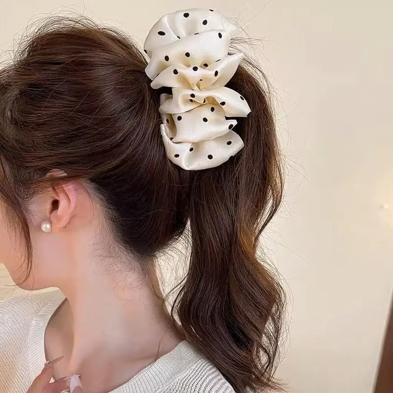 

New Beautiful Fluffy Cloud Hair Clip Korean Sweet Fluffy Hair Clip for Women Polka Dots Cute Bow Hairpin