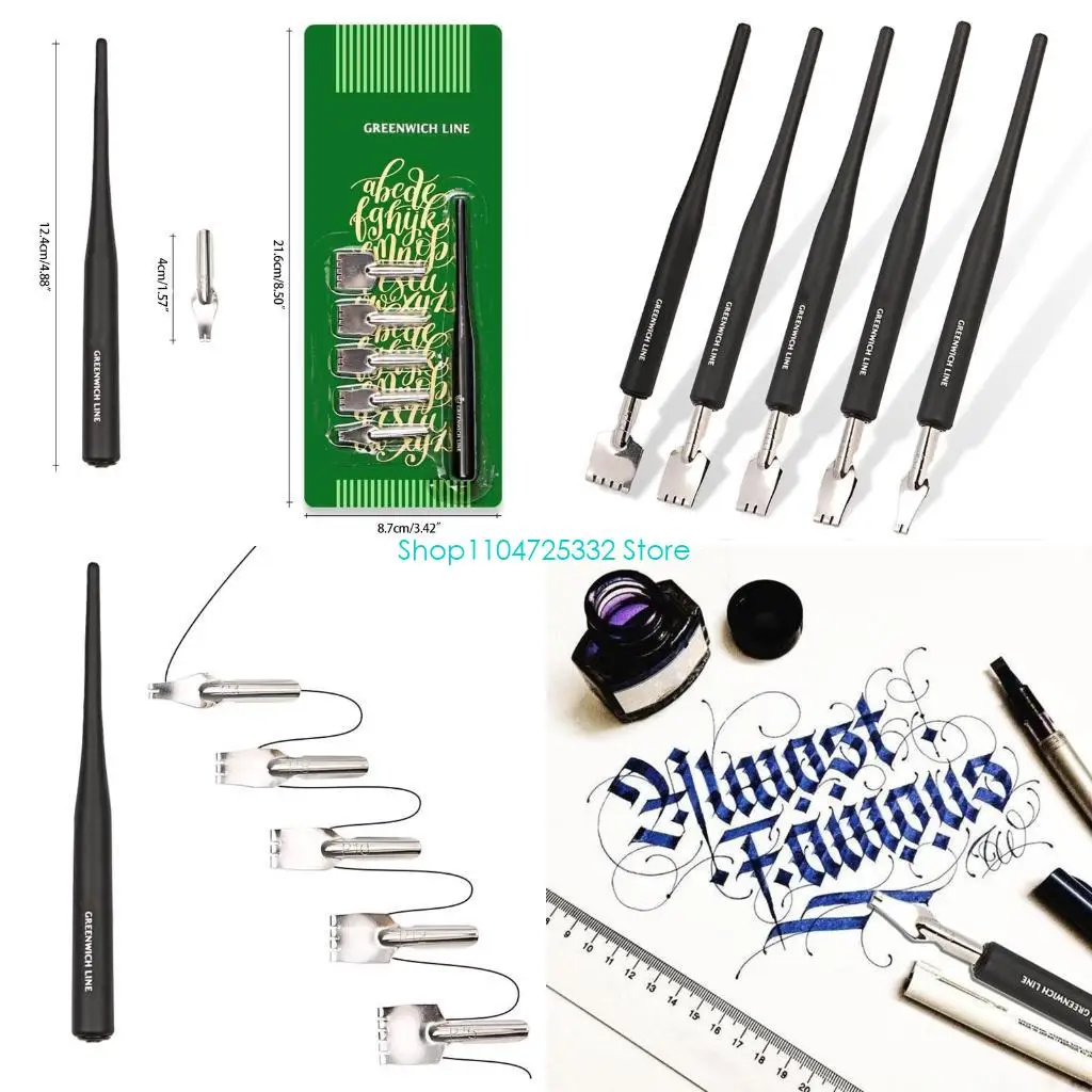 

P5EA Caligraphy Comic Pen Set wiht 5 Nibs for Signatures Drawing Writing Cartooning