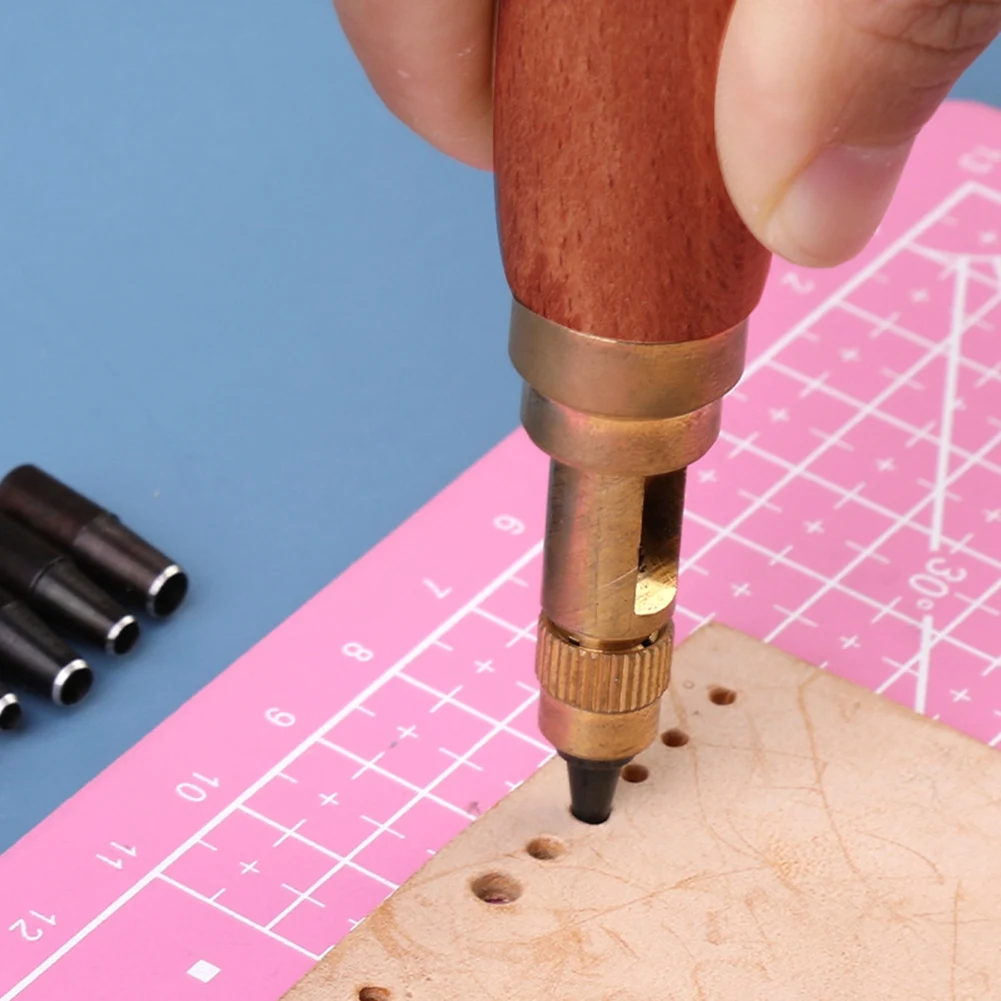 

Дырокол для ремней AB47, сменные насадки, подходит для кожи, бумаги, дырокол для ремней, инструмент для переплета с деревянной ручкой