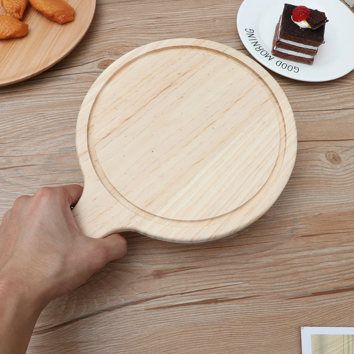 

Natural Wood Pizza Inch Thick Non-Slip Grip Perfect for Home Restaurant Baking Pizza Bread Tray