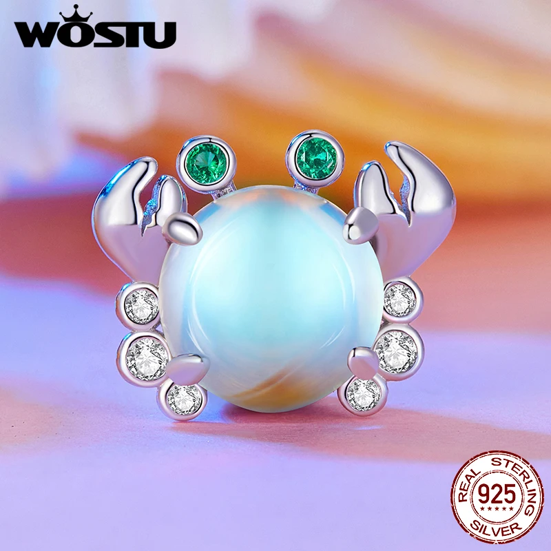 WOSTU 925 فضة ملون فراشة قلادة زهرة سيليكون الخرز قوس قزح كراب سحر صالح الأصلي سوار قلادة DIY بها بنفسك