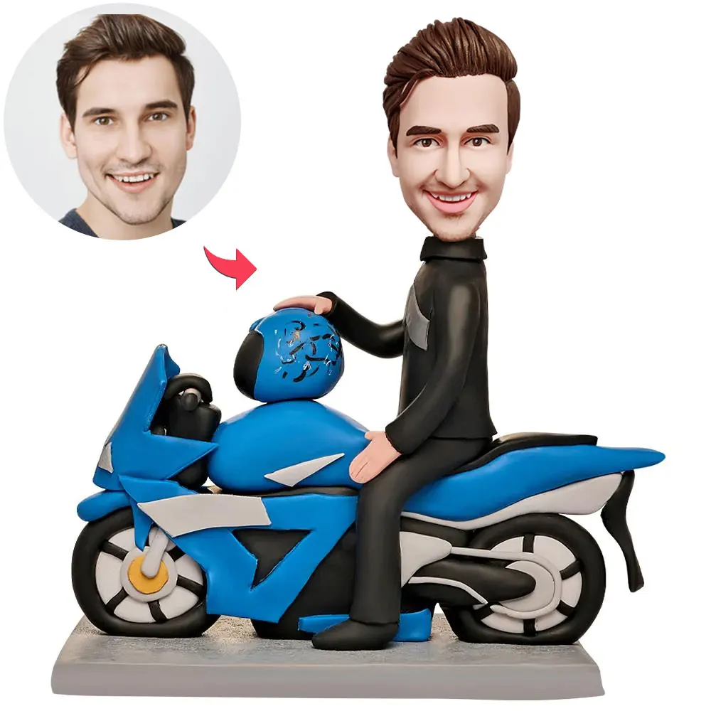 

Cool Gift!Custom Bobblehead Life like Resemblance And Such Fun To Gift,Men's Motorcycle Custom Bobblehead With Engraved Text