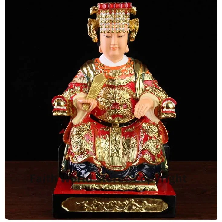 LARGE high-grade Home Hall efficacious Talisman Mascot Goddess of SEA Matsu MAZU Guanyin Buddha gilding Sculpture statue 28cm