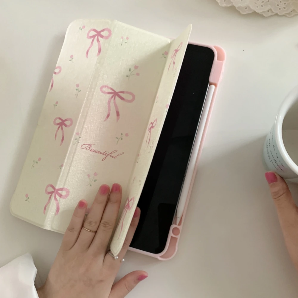 Funda de tableta con espejo y lazo rosa para Apple iPad Pro 4, 5, 6 generación, 12,9 pulgadas, 11 pulgadas, 9. ª, 7. ª, 8. ª, 9,7, mini 6, Air 5, 4,