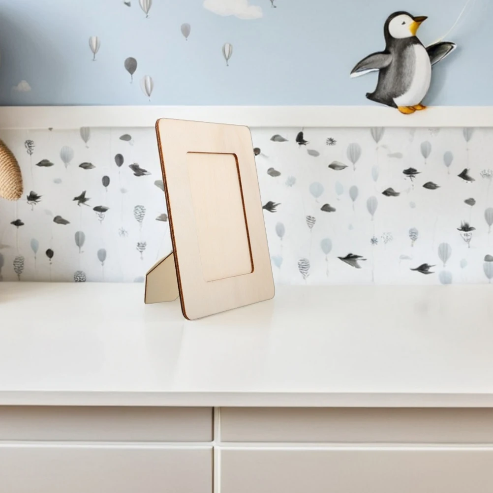 

5pcs Wooden Photo Unfinished Wooden Frames Frames Unfinished DIY Craft Kit Lightweight Clay Safe Family Fun Bedroom Decor