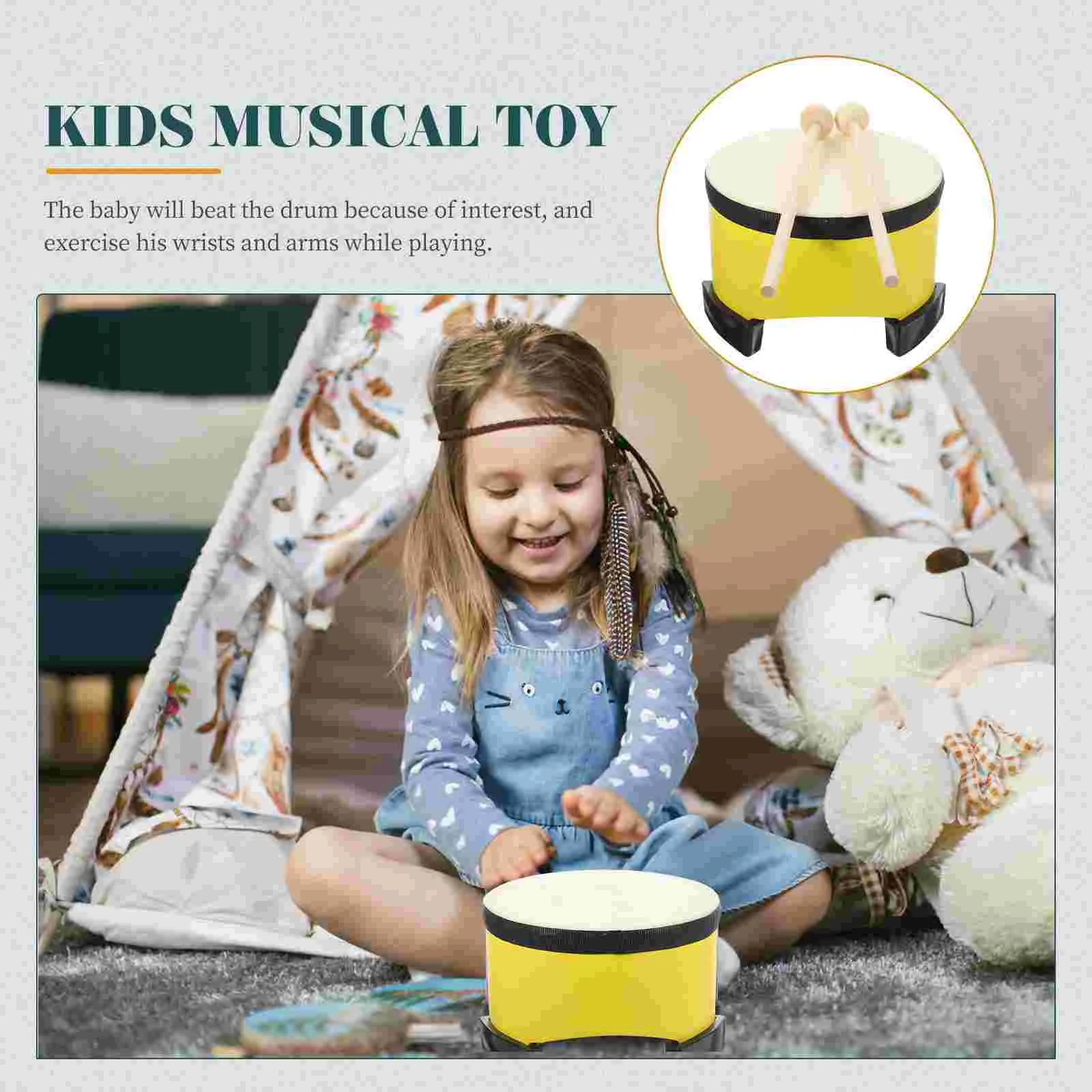 Sheepskin Bass Drum Montessori Percussion Music Instrument Early Learning Education Toy Kids Beat Floor Fall The Ground