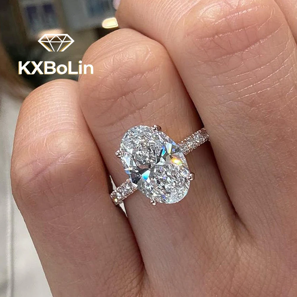 

Обручальные кольца с муассанитом овальной огранки 1/2/3 карата для женщин, стерлинговое серебро 925 пробы, обручальное кольцо со скрытым ореолом и бриллиантом с сертификатом