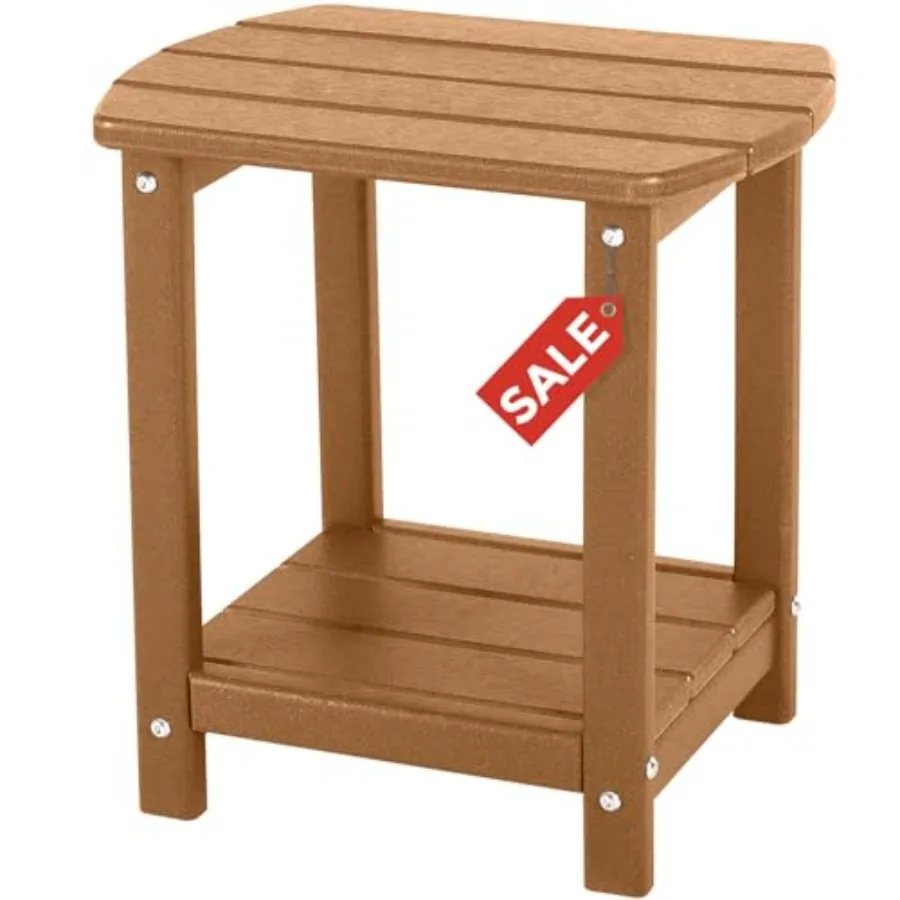 

Adirondack Square Outdoor Side Table2-Tier Storage Patio Side Table HDPE End Tables for Backyard Pool Porch Garden Lawn