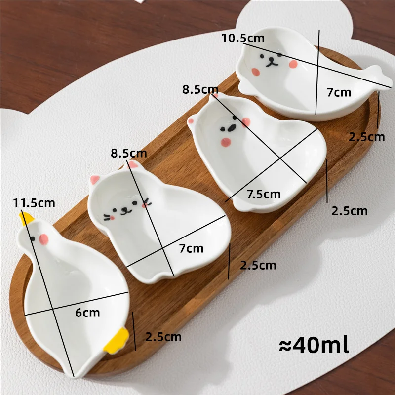 Japanese Style Ceramic tiny Plate Creativity Home Restaurant Soy Sauce Vinegar Mustard Seasoning Animal Ceramic Dish Kitchen
