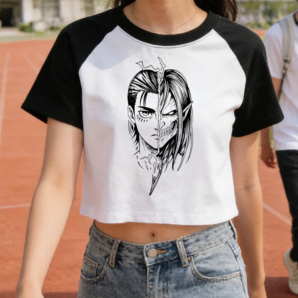 Attack on Titan crop top shoujo gyaru baddie emo t shirt cute baddie graphic gyaru