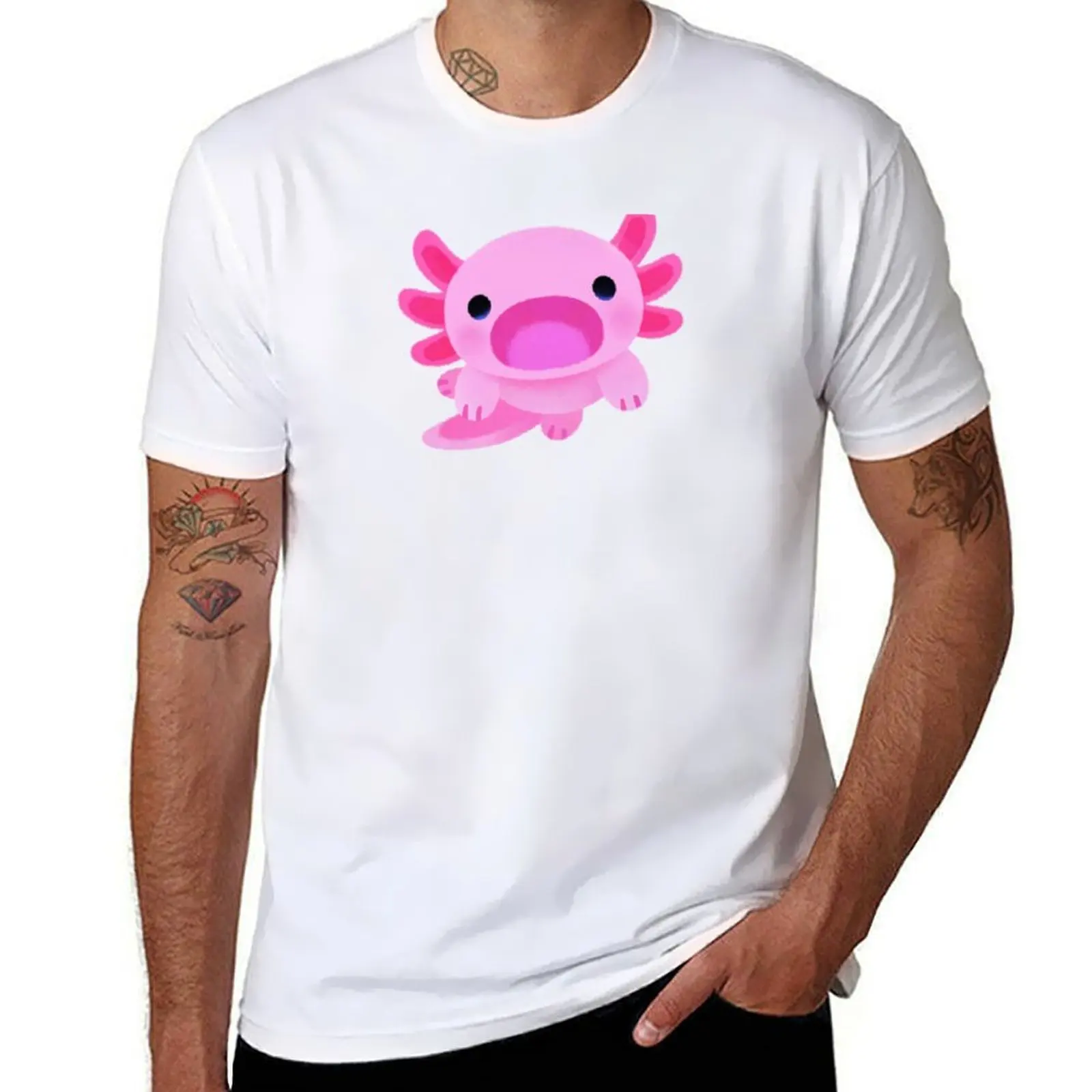 

Happy axolotl - blue T-Shirt t shirt for man 100 percent cotton t shirt man plain T-Shirt