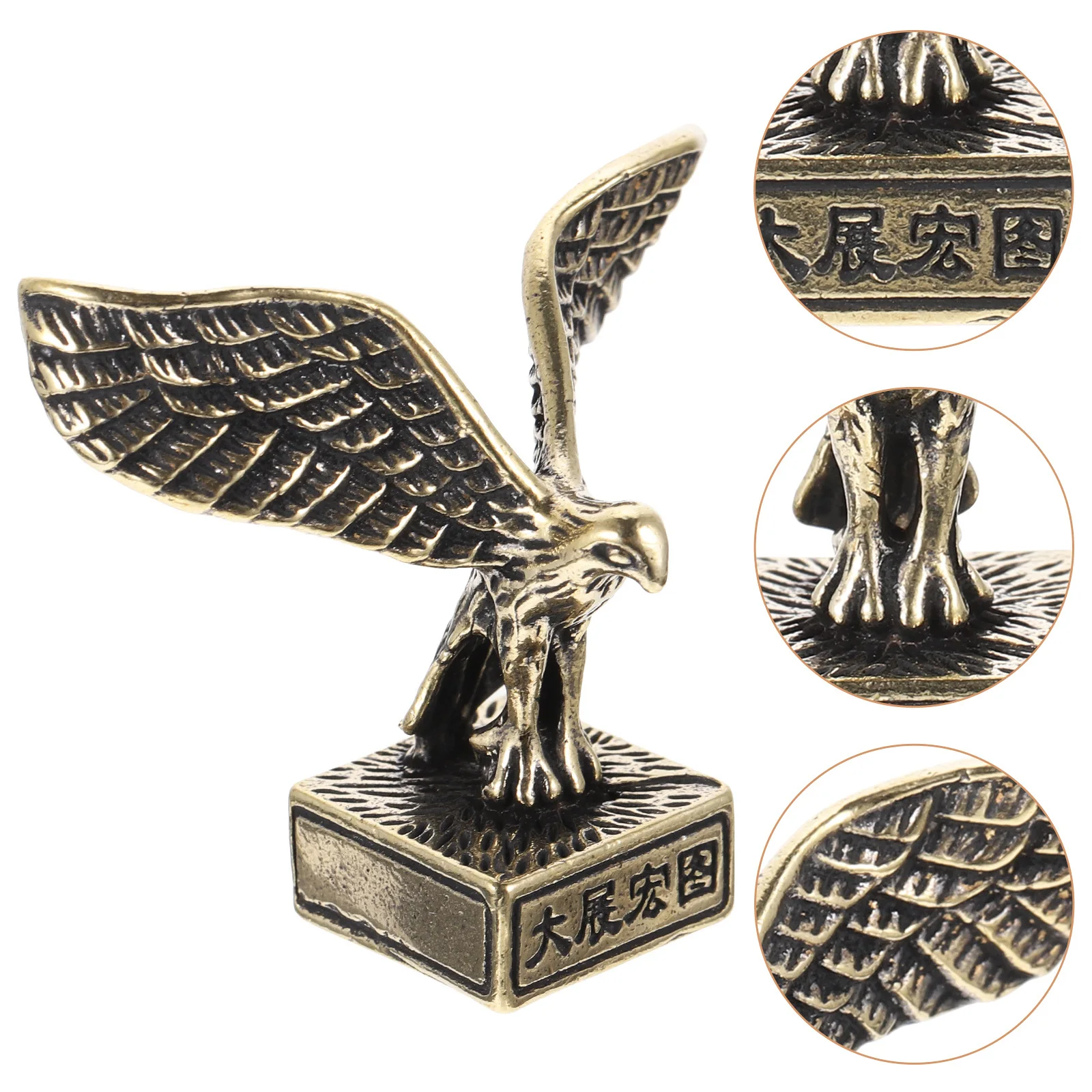 

Brass Eagle Statue Lifelike Miniature Eagle Sculpture Desktop Ornament Vintage Home Office Brass Decor Desktop Ornament