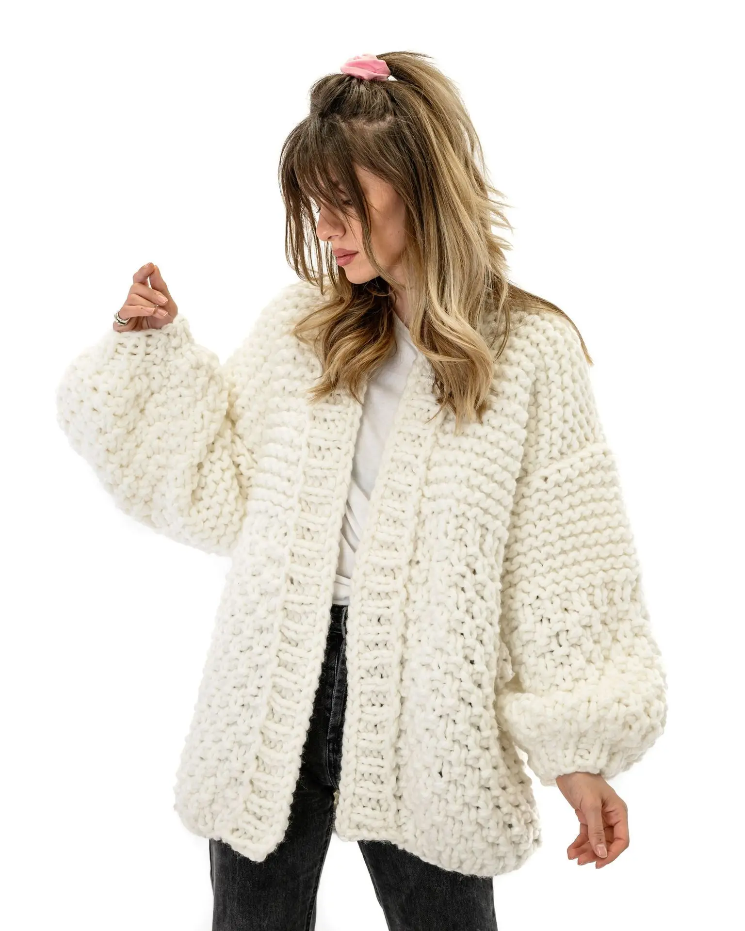 Imagem -03 - Cardigan de lã Artesanal para Mulheres Cabolsa Grosso Xale Quente Estilo High Street Inverno