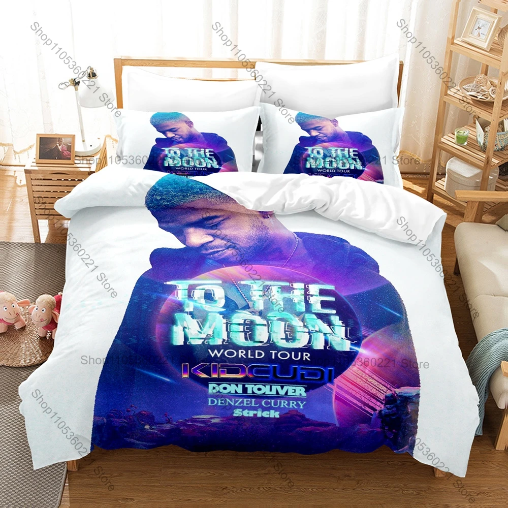 Hip Hop Artist Kid Cudi Man On The Moon Astronaut Cosmic Album Collage Bedding Set 1 Duvet Cover + 2 Pillowcases HD Print Rap