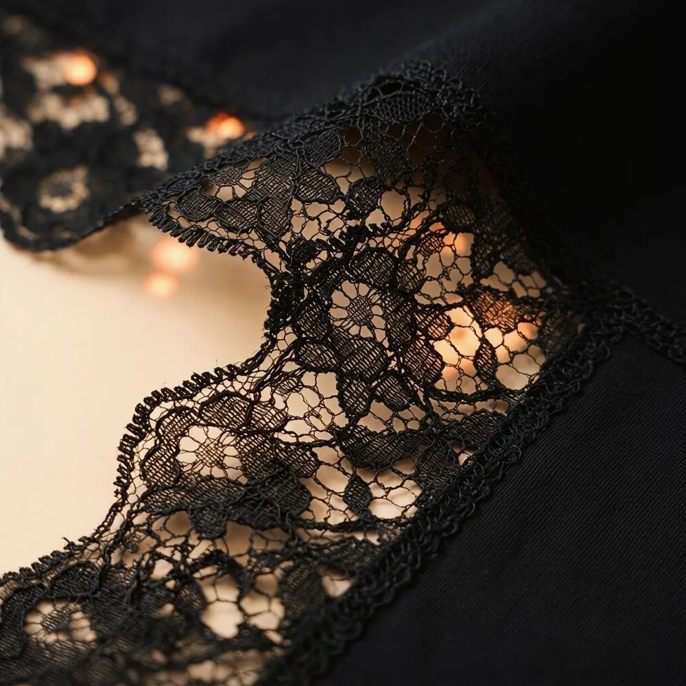 Large Size 45.5cm Lace Handkerchief Black Decorative Lace Trim Black Cotton Hanky Soft Fabric Breathable Cotton Decorative Hanky