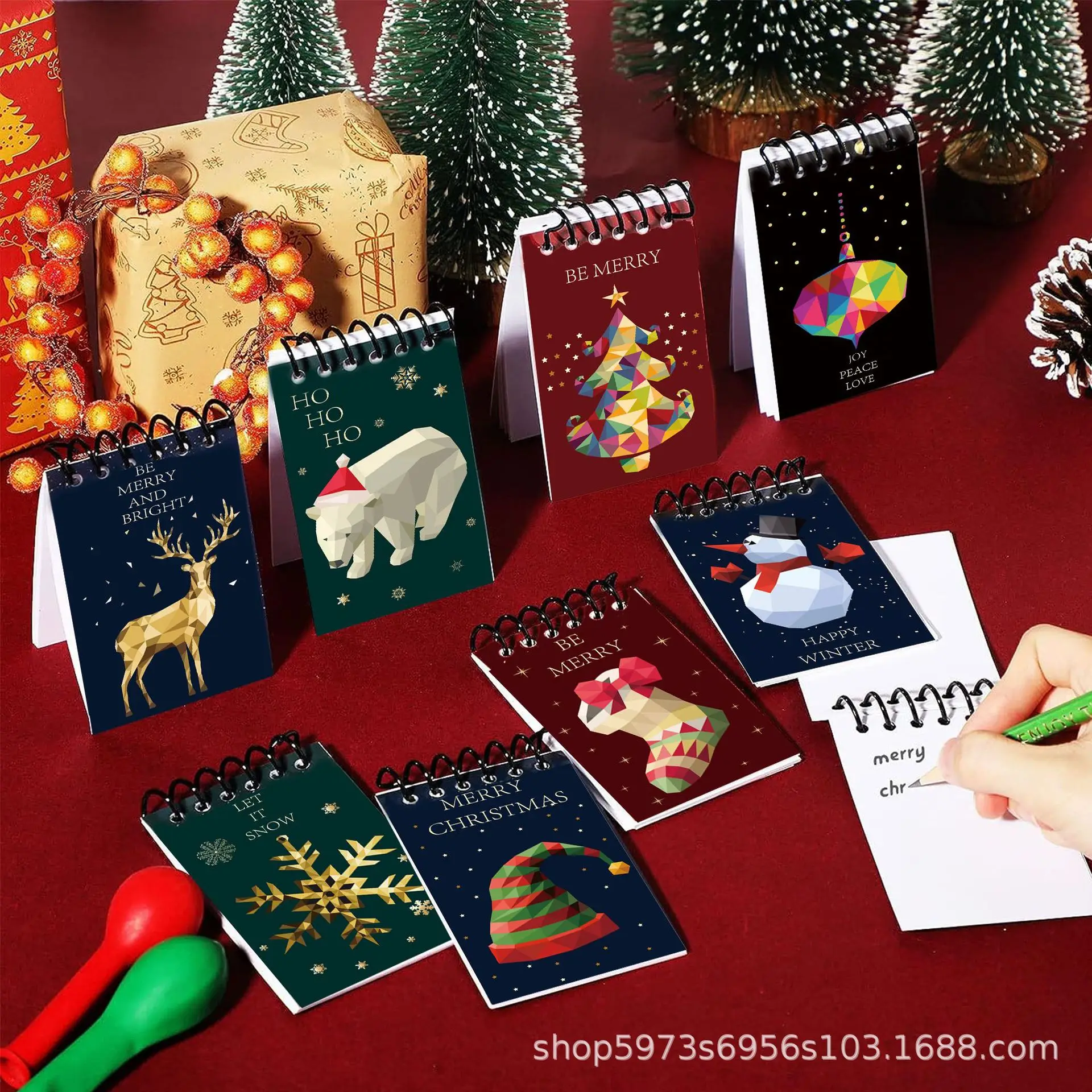 8pcs Christmas Series Small Book Mini Pocket Notebook Portable Diary Note Children\'S Prize Gift Planner Agenda Memo Stationery