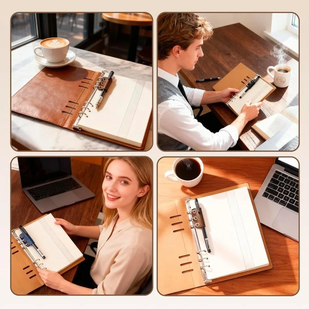 Versatile Detachable Pen Holder PU Leather Loose-leaf Pen Clip Pencil Holder Pen Organizer Pencil Loop for Home School
