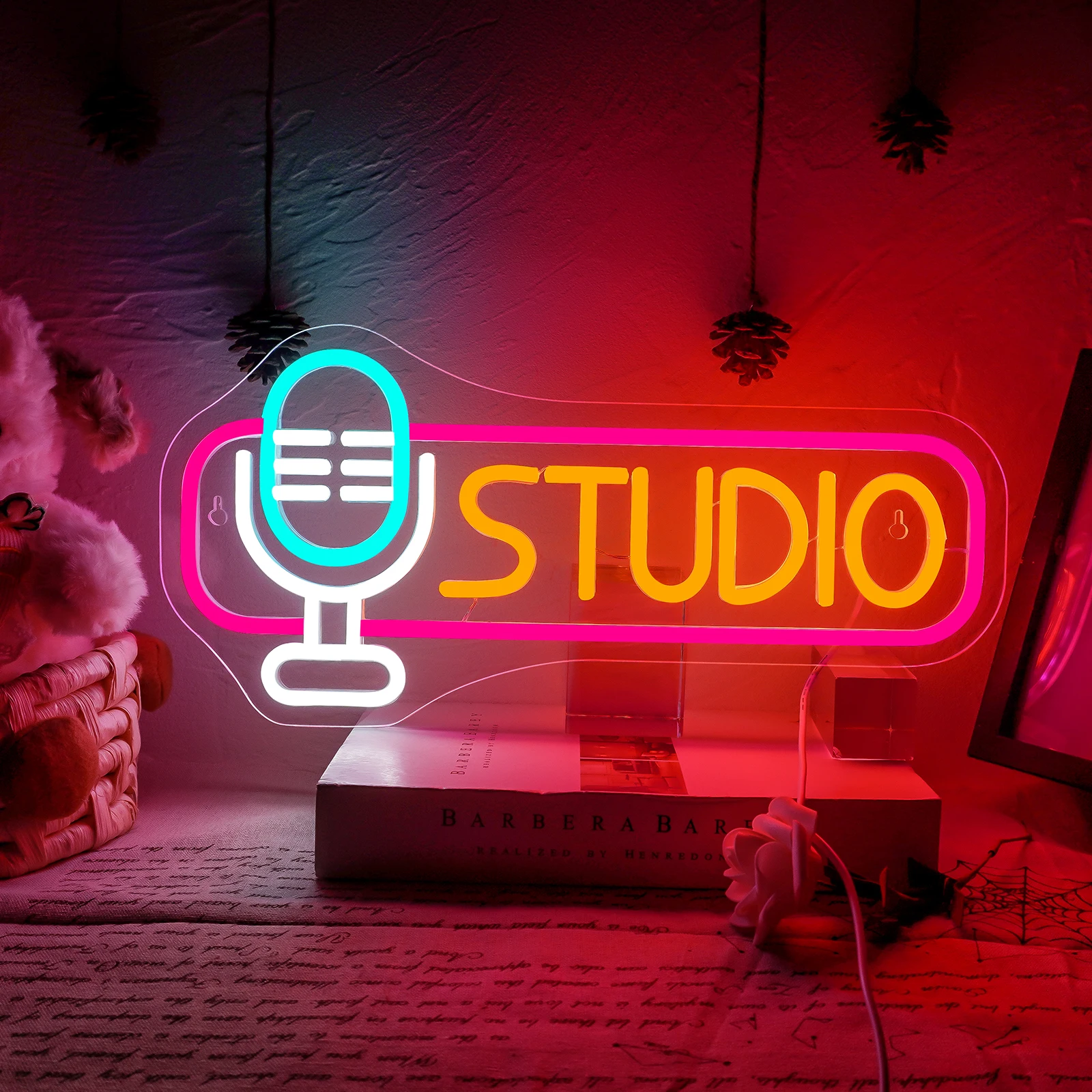 

Studio Neon Sign Dimmable Wall Lights Recording Room Decoration For Party Work Office Music Dance Movie Club Light Up Sign