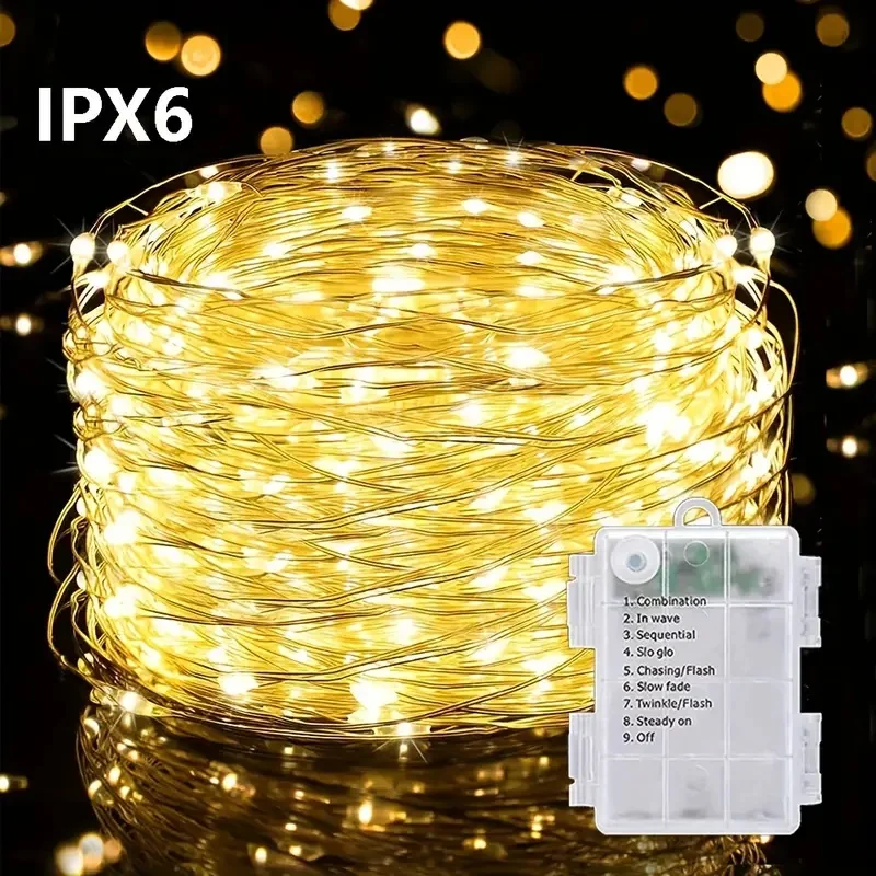 LED Fairy Lights Battery Operated Twinkle String Lights, Copper Wire Dimmable Firefly Lights with Remote Control Timer 8 Modes