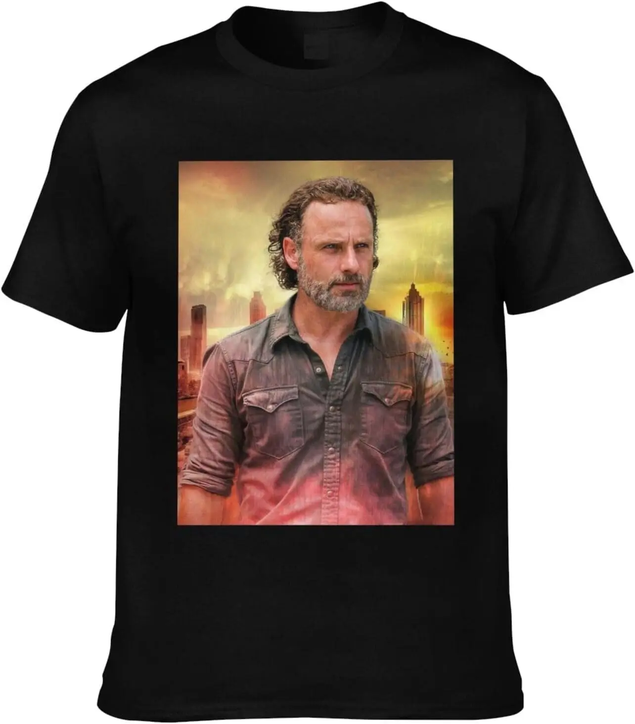 Andrew Lincoln T-Shirt Crewneck Top Rick Grimes Short-Sleeve T-Shirt 100% Cotton Tees for Men,Women (8Sizes)