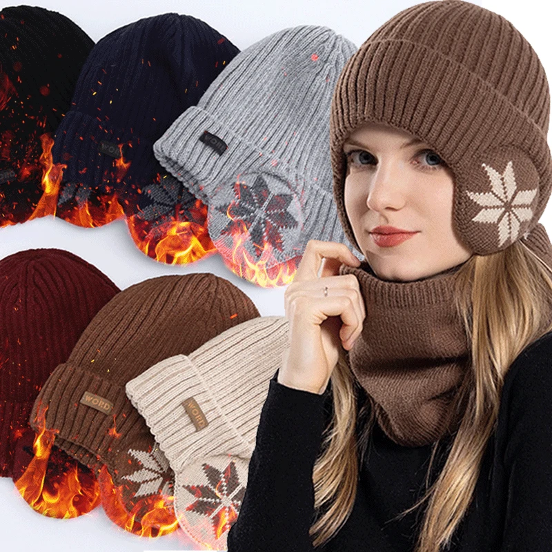 Unisex Winter Warm Plush Knitted Benines for Men Women Snow Fashion Skullies Hat Outdoor Coldproof Ear Protection Wool Caps