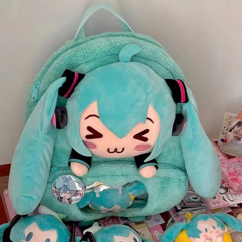 Hatsune Miku Sweet Cute Anime Embroidery Soft Plush Backpack Large Capacity Storage Fashion School Bag Travel Daypack Gift Fans view 4