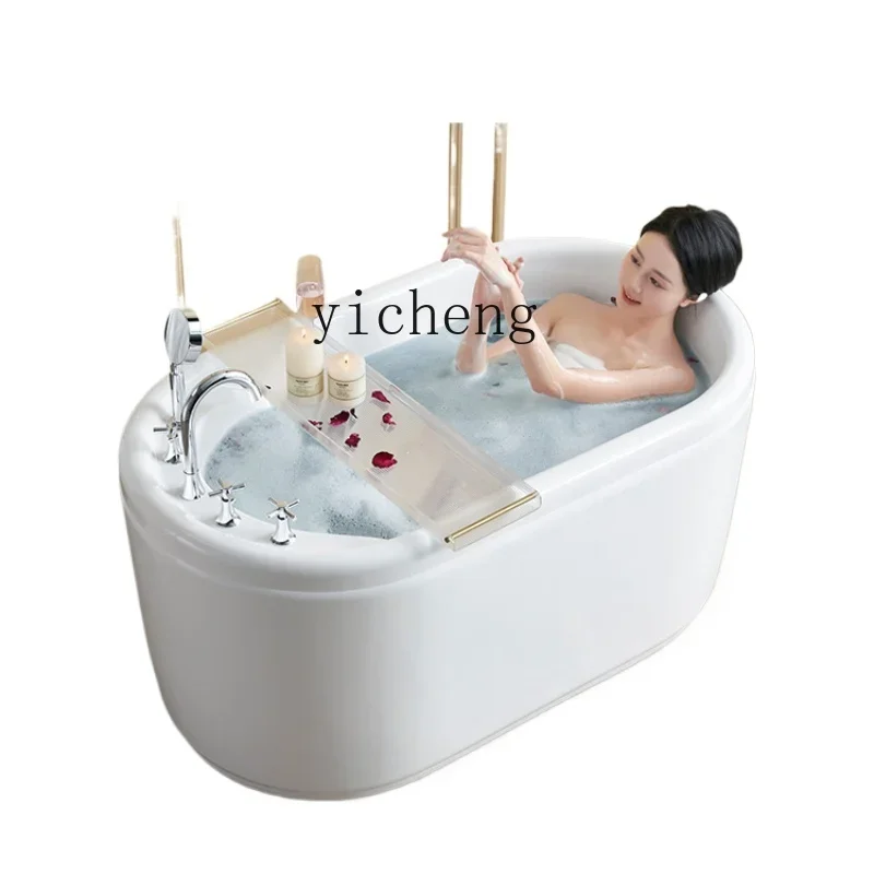 ZK bathtub small apartment household acrylic mini sitting deep bubble small bathtub adult bath removable  home decor