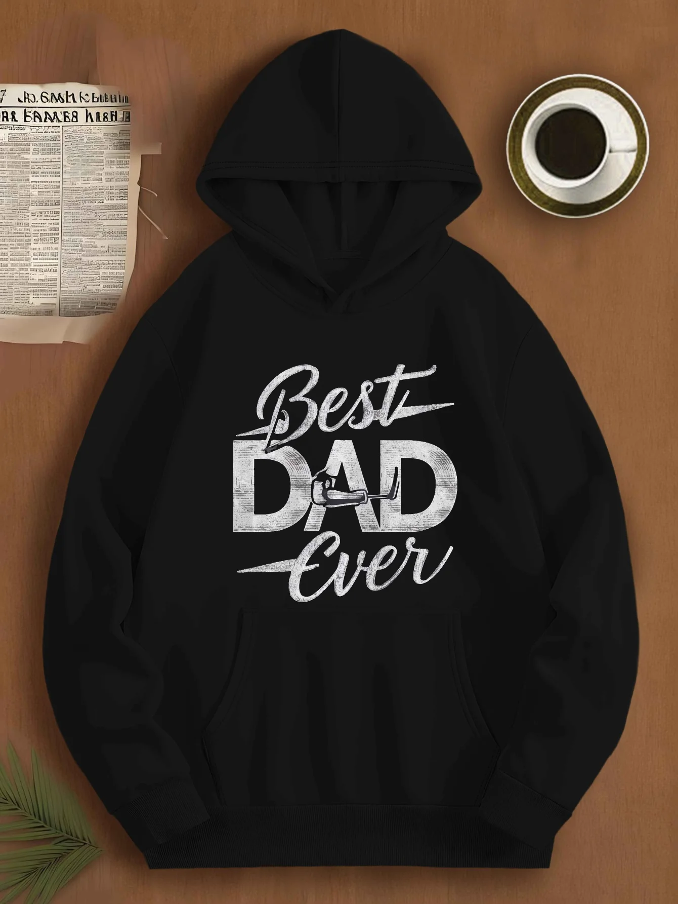 1 سترة بغطاء للرأس كاجوال للرجال من Best Dad Timeless مطبوعة مقاس كبير، قميص محبوك مع قبعة، سترة عصرية فضفاضة #1