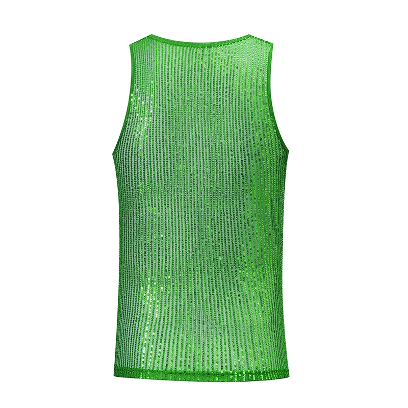 Herren T-Shirts und Polos Pailletten-Tanktop Glitzernde Weste Rundhals-Party-Nachtclub-Festival-Bühnen-Performance-T-Shirt Crop-Tops 2026 – Detail 9