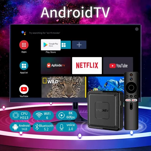 Imagen 2 del producto 2026 Q7 Android 14,0 TV BOX compatible con decodificador de vídeo HD 8K Allwinner H313 WIFI 6 Bluetooth 5,2 decodificador