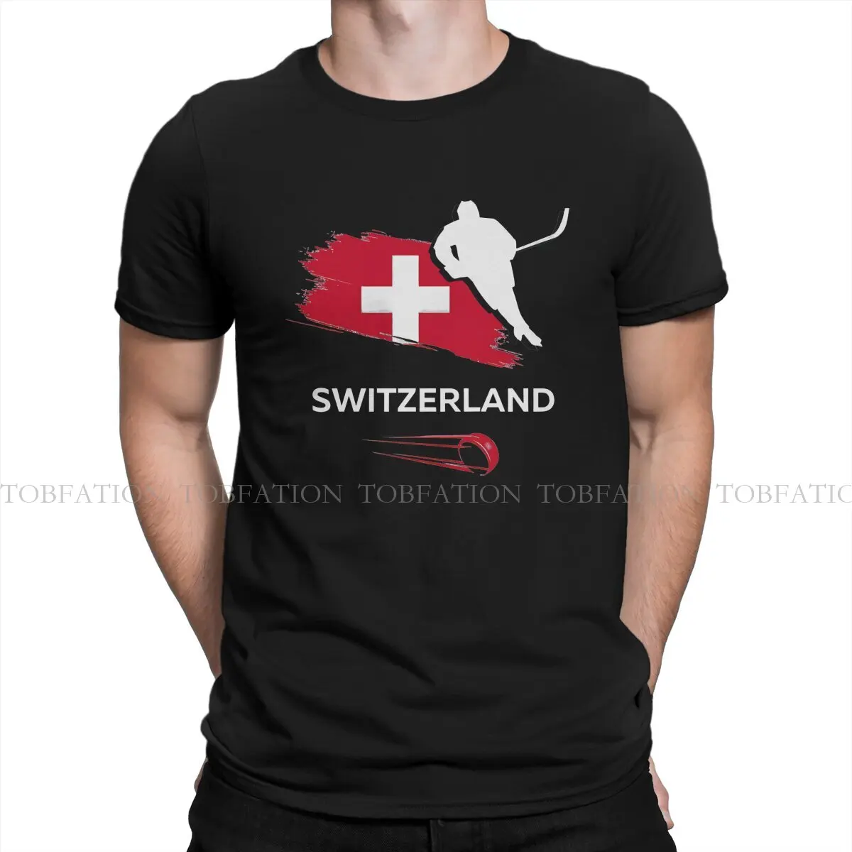 Ice Hockey TShirt for Men Switzerland Humor Summer Sweatshirts T Shirt Trendy Loose