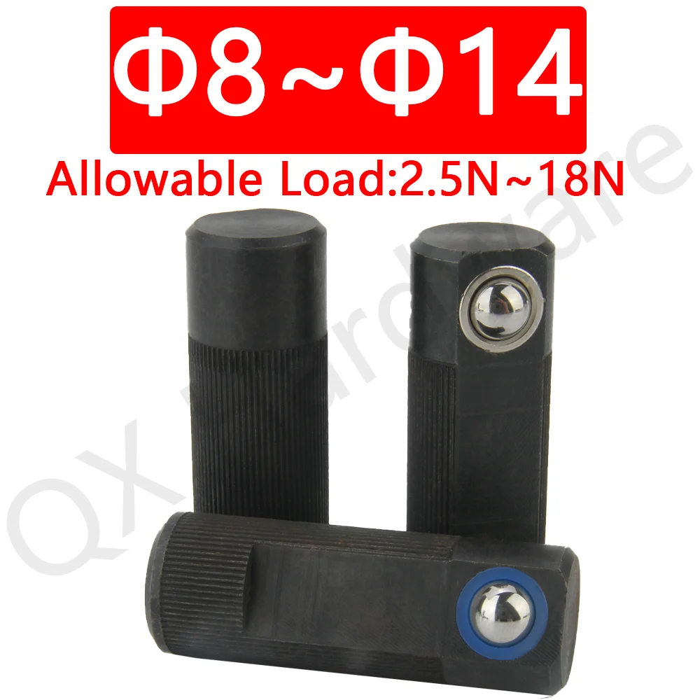 QX528 Lateral Positioning Column Carbon Steel With Black Oxide Spring Plunger Thrust Column Pin Straight Limit Steel Ball Pin