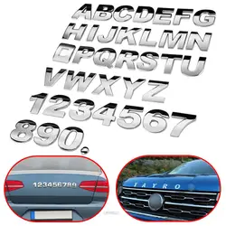 3D Alfanumerieke Metallic Silver Badge Verchroomd Zilveren Alfanumerieke Logo Auto Sticker Auto Motorfiets Onderdelen Sticker Decoratie