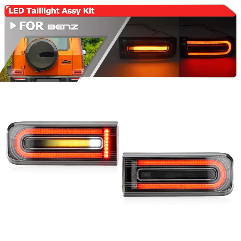 

For Benz G-Class W463 2014-2019 W465 2025+ LED Taillights Sequential Amber Turn Signal/Tail Brake/Reversing Backup/Running Lamps