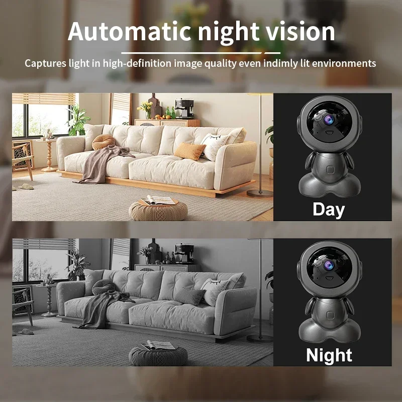 Cámara Robot de vigilancia Wifi de 8MP, Monitor de seguridad PTZ para bebés, Audio bidireccional, visión nocturna en Color, cámaras IP para el hogar, seguimiento inteligente AI