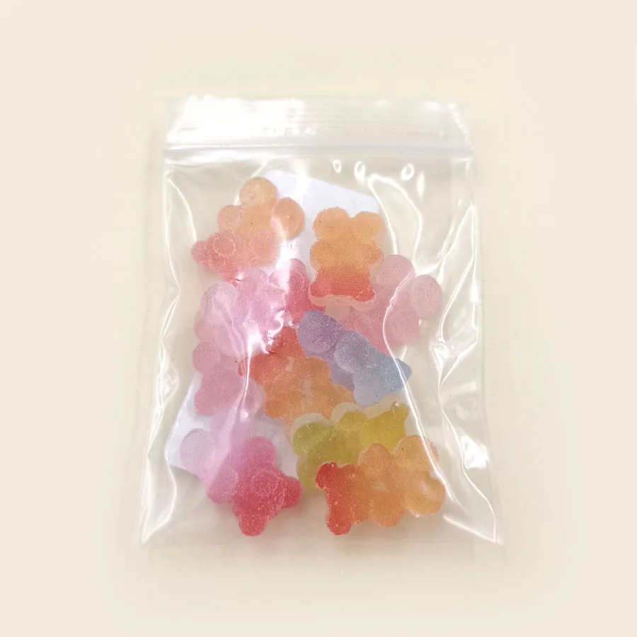 10pcs/bag11*18mm Imitation Soft Candy Gradual Color Hard Bear Cartoon Resin Patch Without Hole DIY Jewelry Accessories