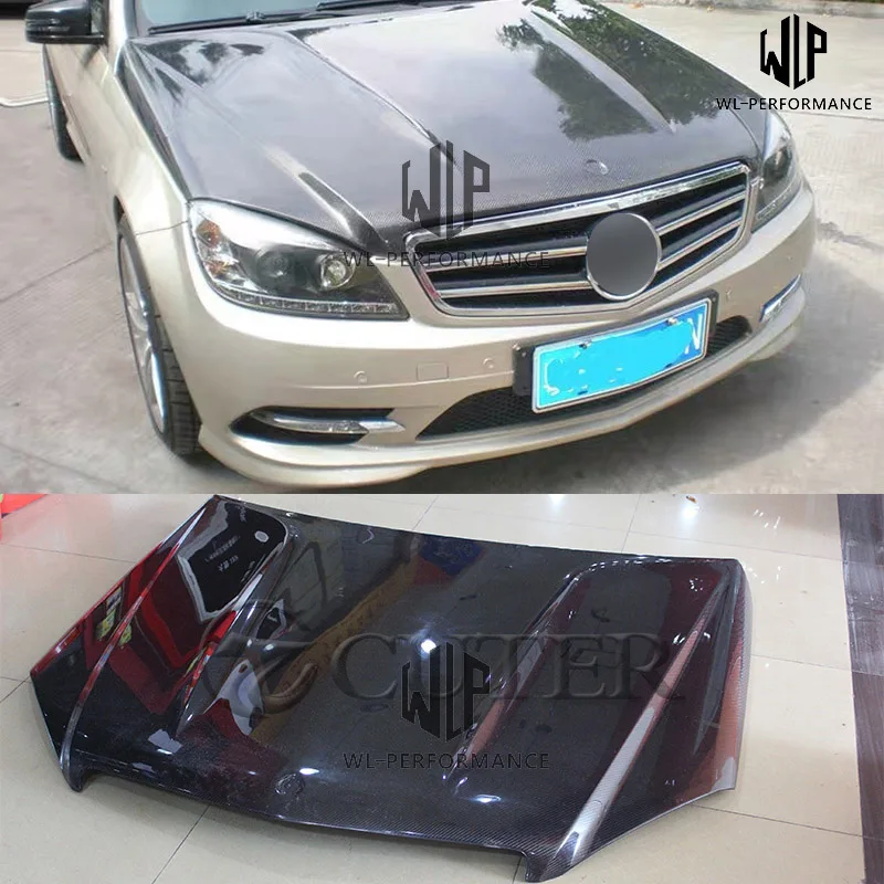 High Quality Carbon Fiber Front Engine Hood Bonnets Cover Car Styling For Meceders Benz W204 C Class Body Kit